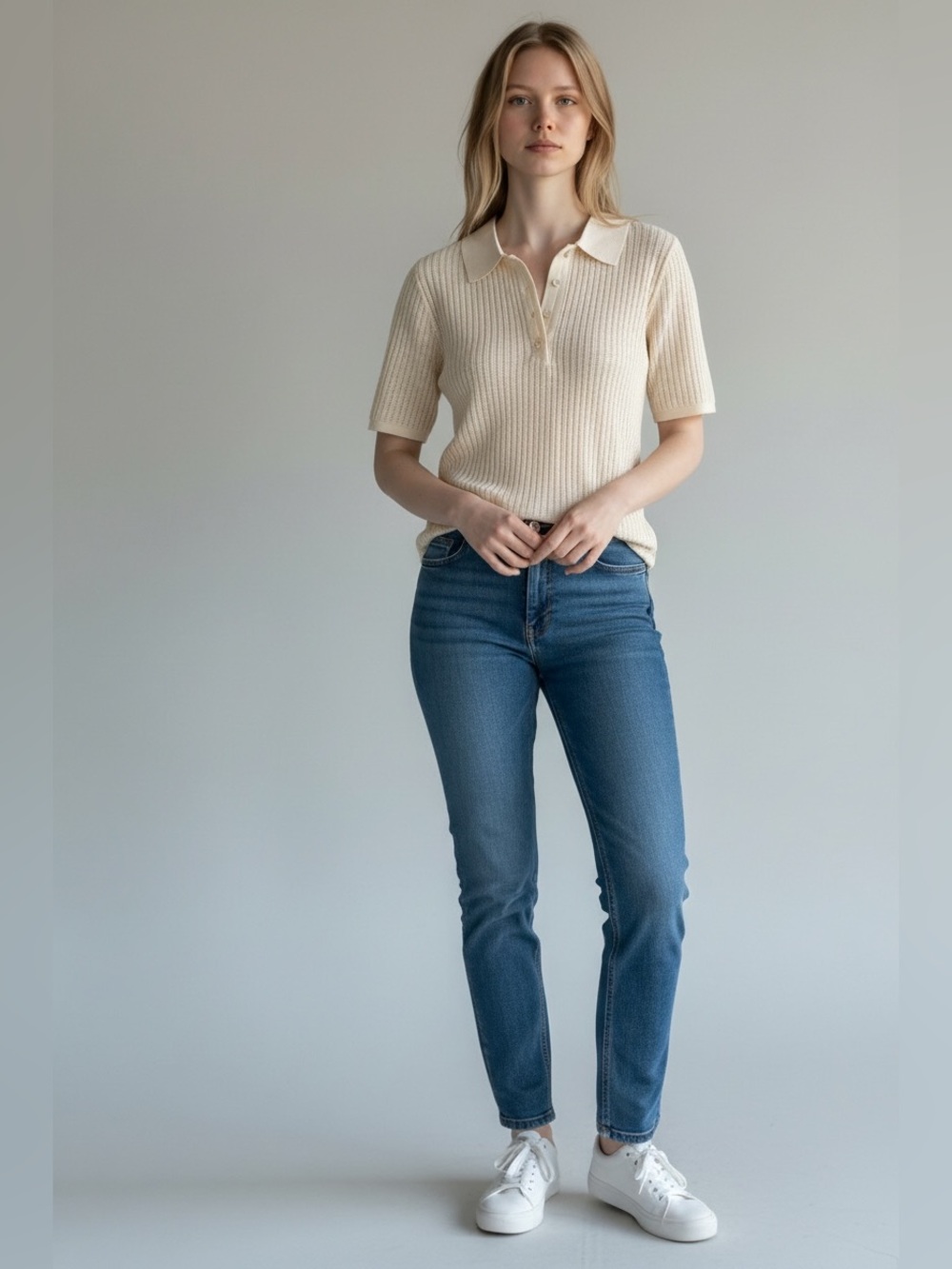 rag & bone Cream Short-Sleeve Knit Polo